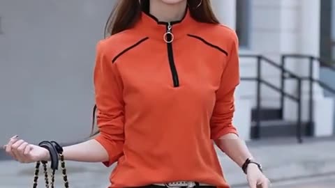 Elegant Women’s Solid-Color Polo Collar Top for Stylish Everyday Wear