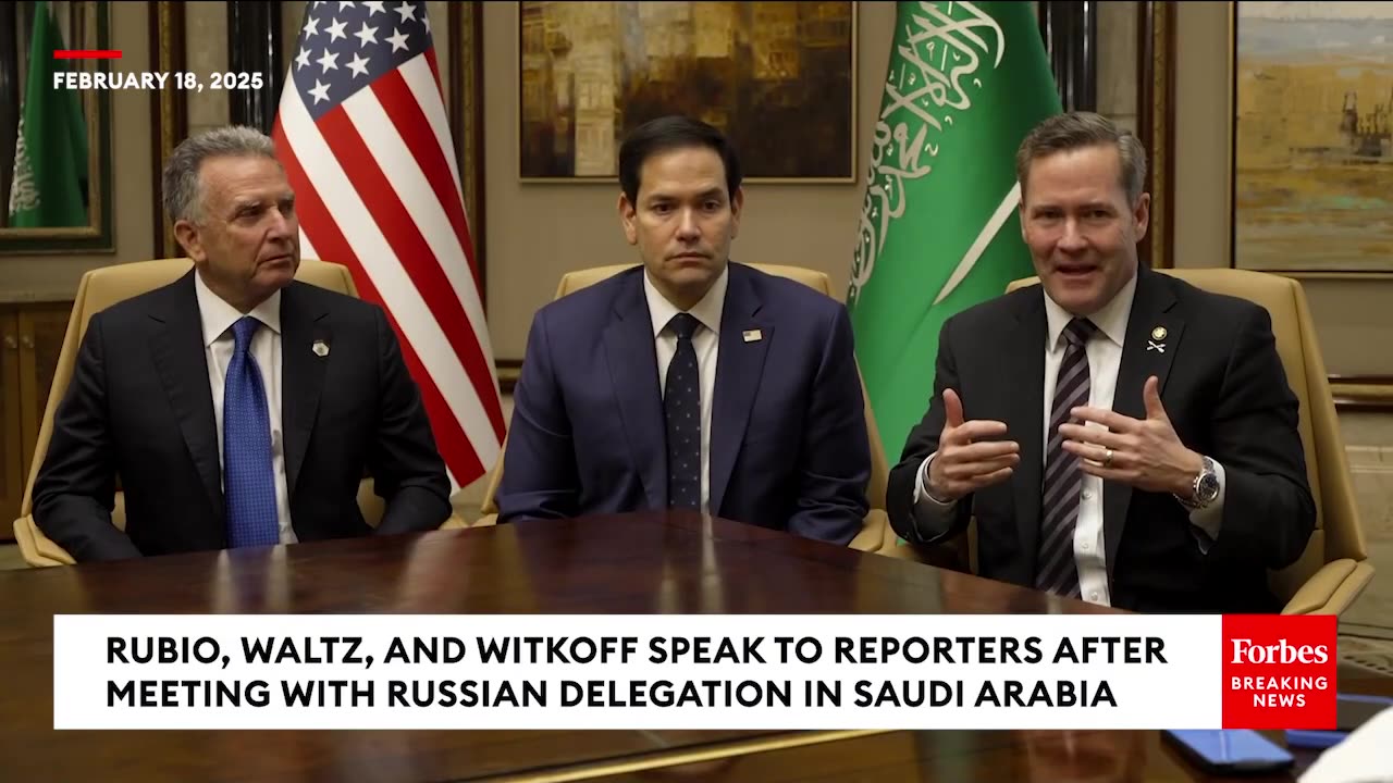 BREAKING NEWS_ Rubio, Waltz, & Witkoff Speak To Reporters After Talks With Russians In Saudi Arabia