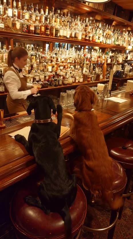 perros esperando pacientemente a que abra el bar