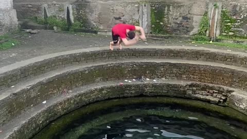 A cold bath in winter