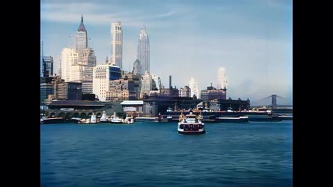 Lower Manhattan Waterfront 1930s: New York in Color