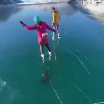 Rabbit Lake see-through ice skating, Alaska