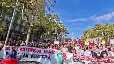 🚨🇪🇸🇵🇸 Barcelona residents gather in Catalonia Square to show support for Palestine2