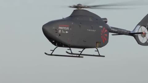 UK Royal Navy's new full-size autonomous helicopter, Proteus, completes its maiden flight.