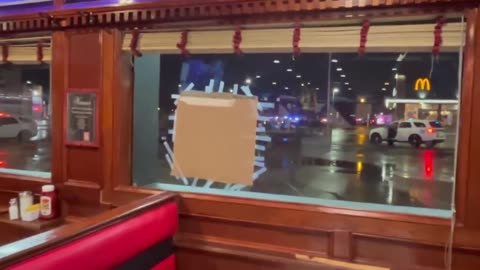 Debris flew through window of diner on Cottman Avenue and hit customer in the