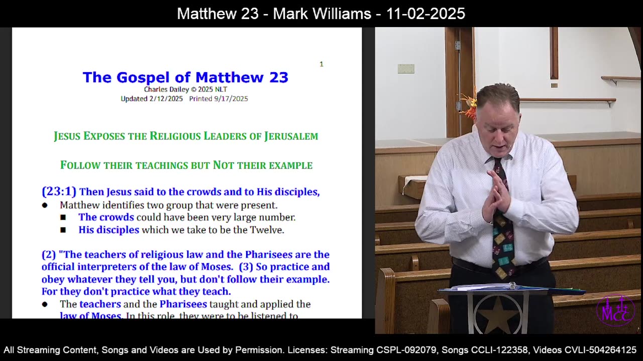 Matthew 23 - Mark Williams - 11-02-2025