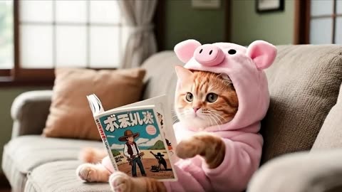 Kitten creatively builds a bike out of colorful balloons, mama cat is impressed