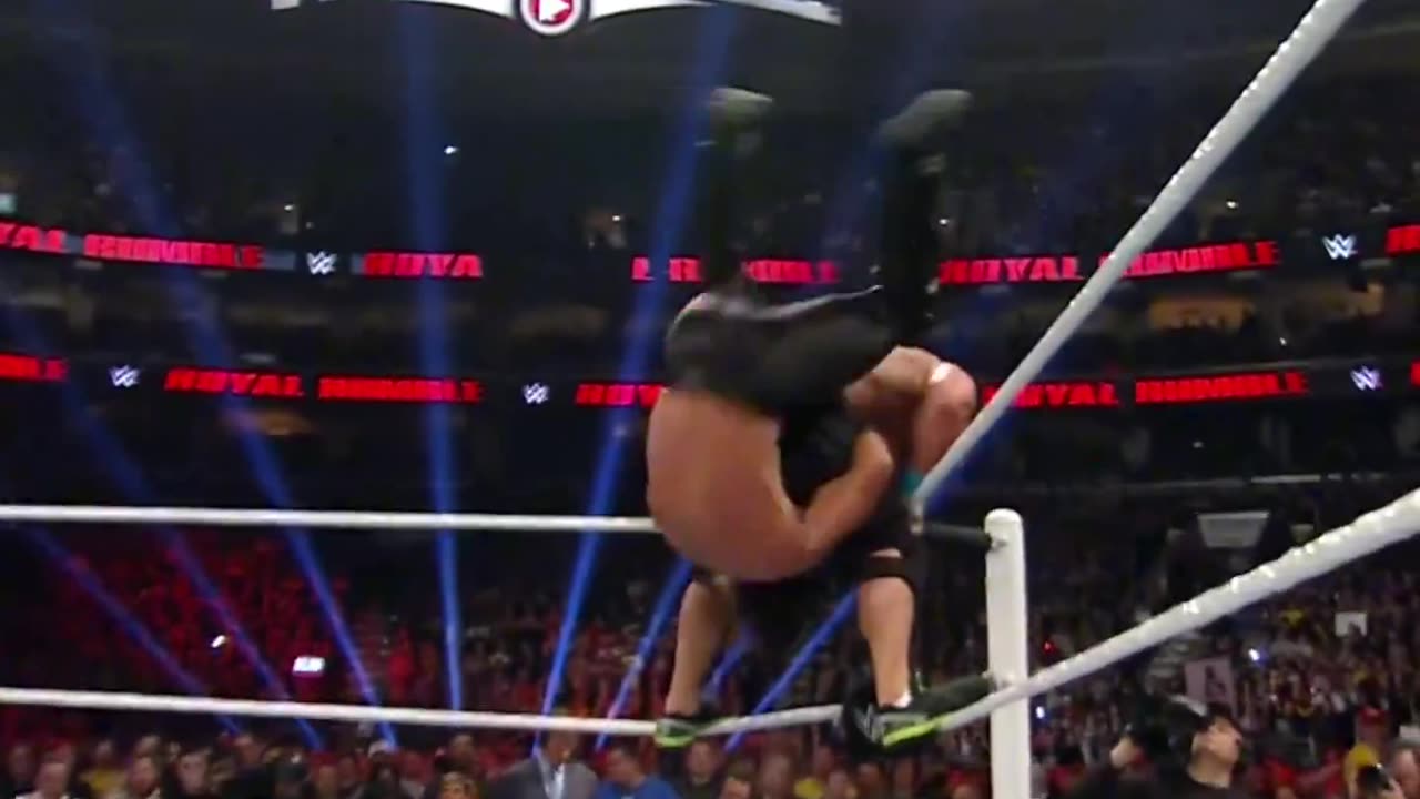 Seth Rollins vs John Cena vs Brock Lesnar Royal Rumble Highlights