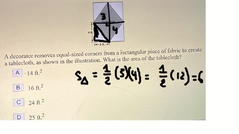 ASVAB Arithmetic Reasoning: A decorator removes equal-sized corners from a rectangular piece of