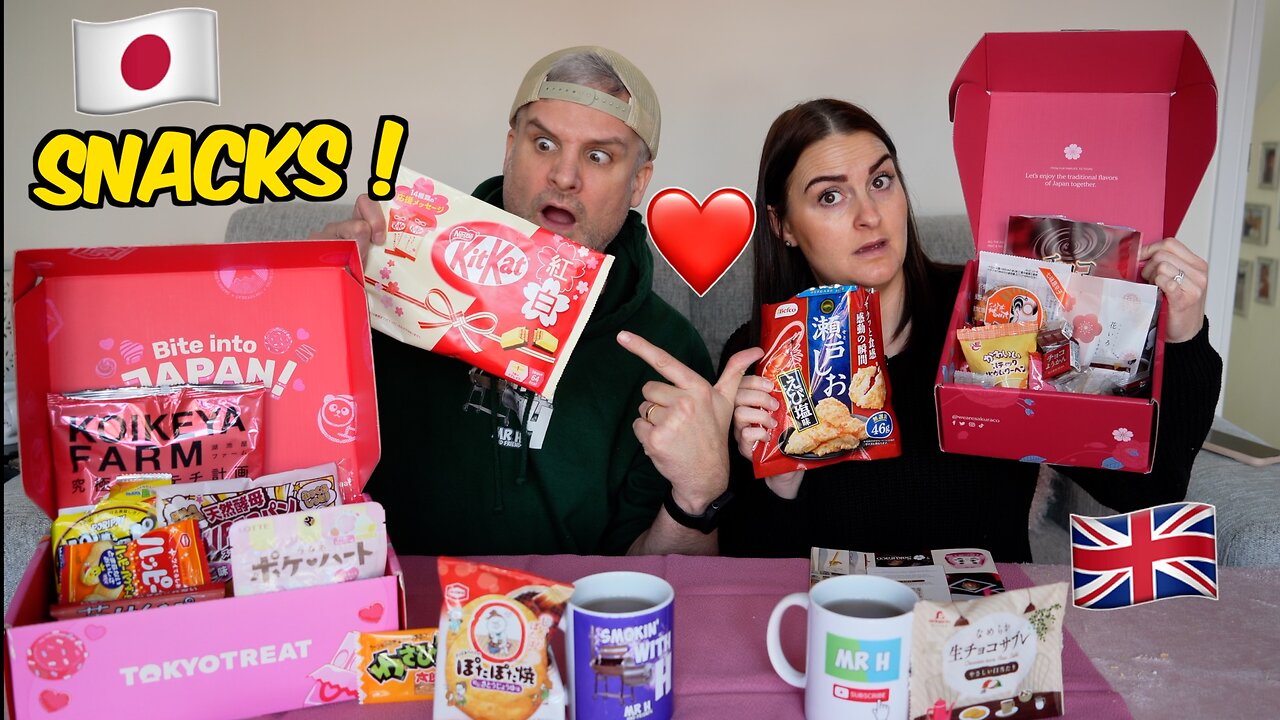 Brits Try Japanese Valentine's Treats! 💕🍫 Tokyo Treat & Sakuraco Snack Box Taste Test! 🇯🇵🇺🇸🇨🇦🇬🇧