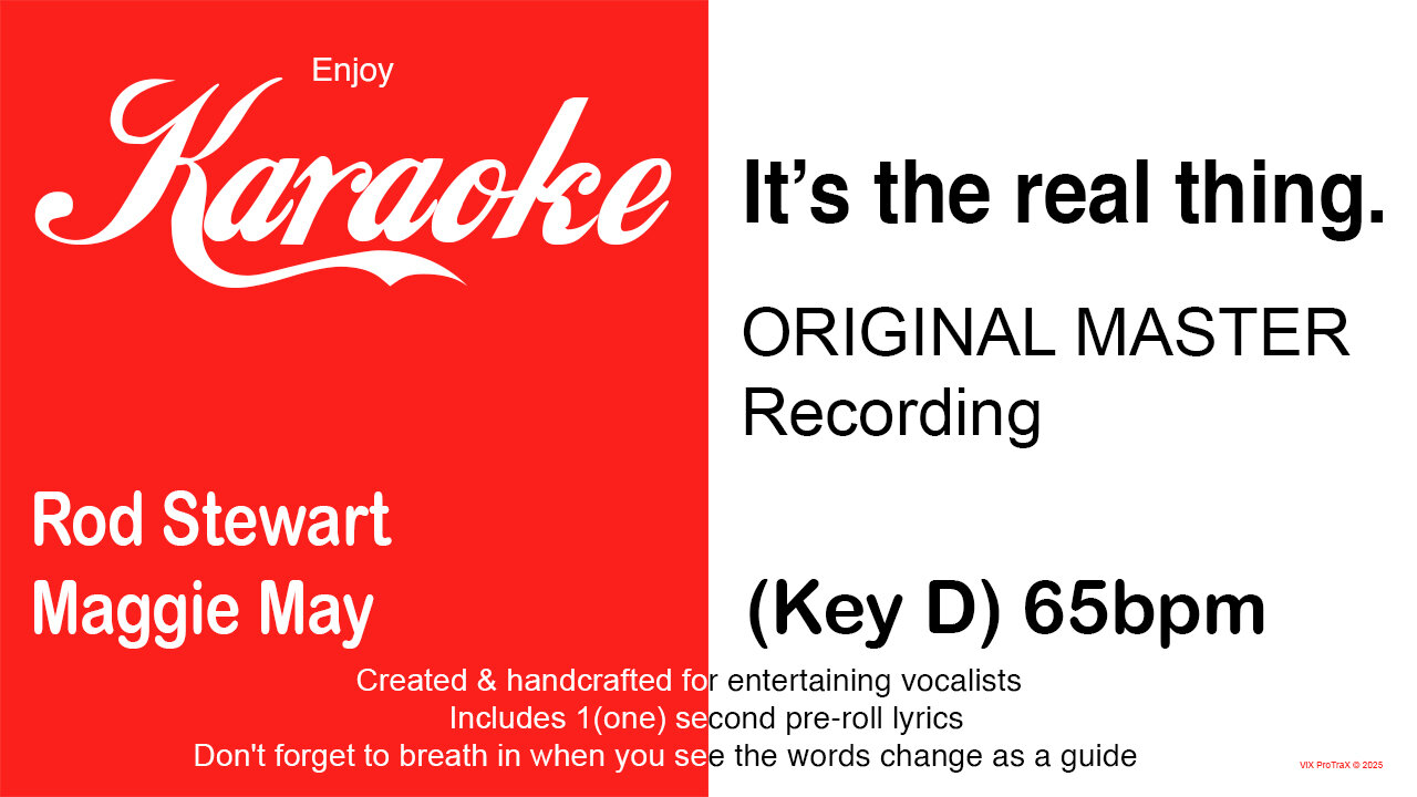 Rod Stewart - Maggie May (Key D) 65bpm (2025) Karaoke