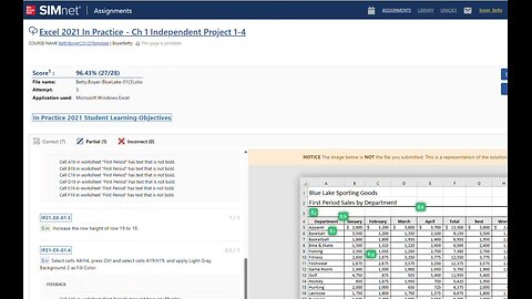 Excel 2021 In Practice - Ch 1 Independent Project 1-4 | Blue Lake Sporting Goods | SIMnet