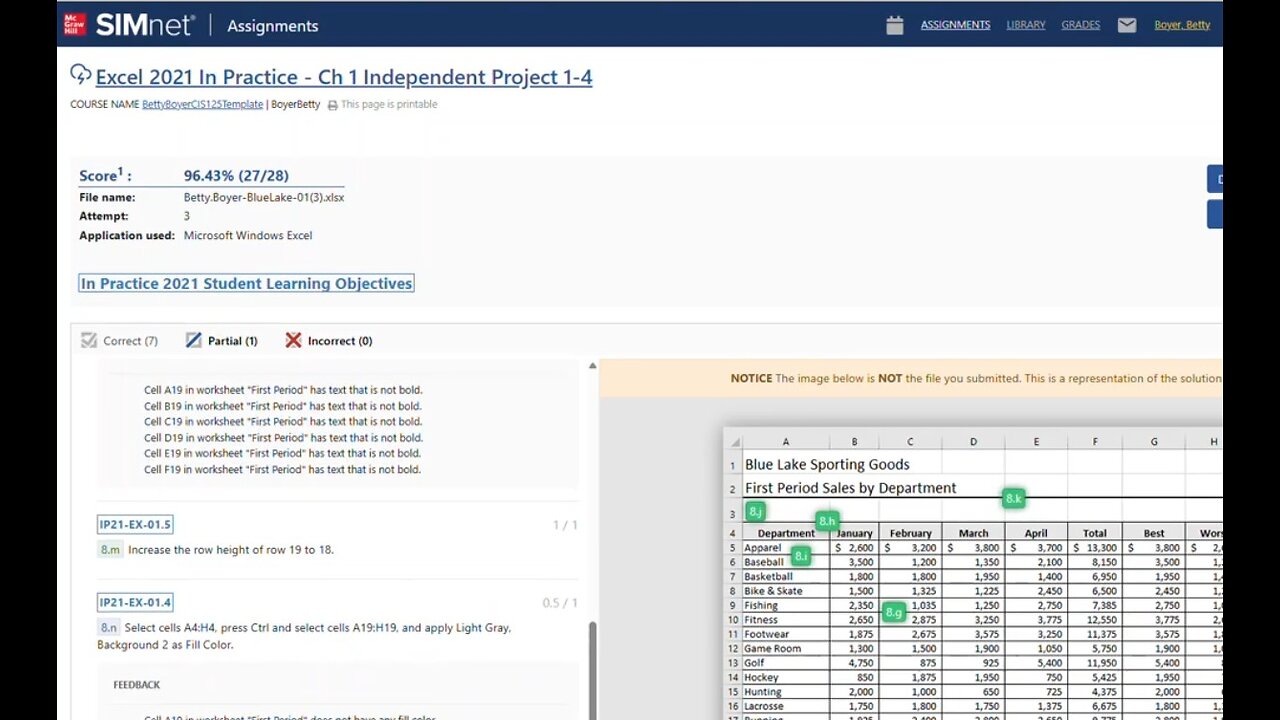Excel 2021 In Practice - Ch 1 Independent Project 1-4 | Blue Lake Sporting Goods | SIMnet