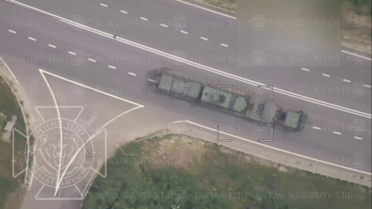 Russian Lancet hits an enemy trailer transporting armored vehicles behind enemy lines