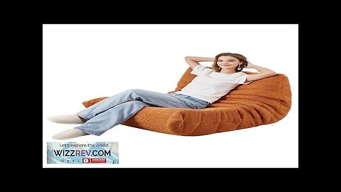 L-Shaped Bean Bag Chair with Soft Armrests and Storage Pocket Brown Review