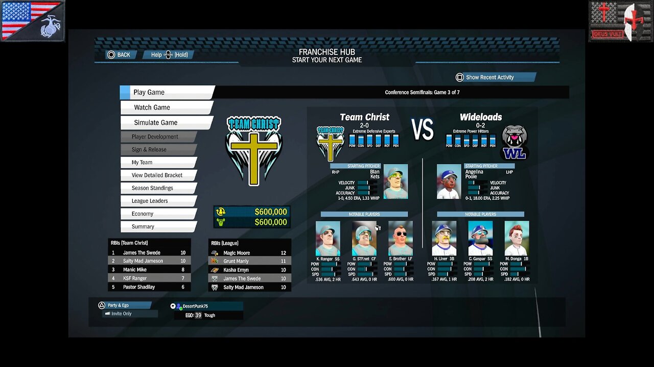 Based Sportsball 2025: Conference Semifinals - Game #3 [Team Christ at Wideloads]