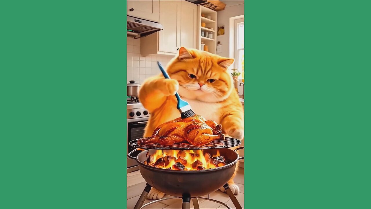 Funny Cat Becomes a Chef! 🍗🐱😂