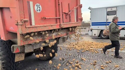 French farmers staged a protest outside parliament, dumping