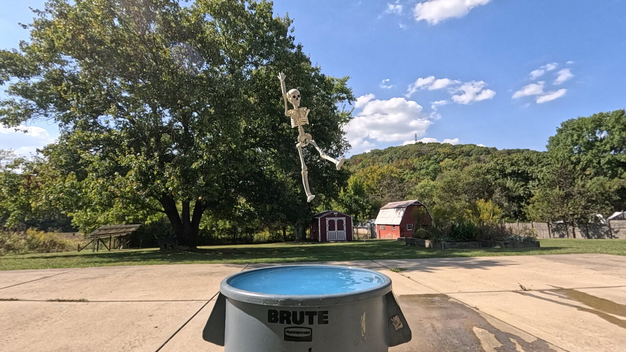 Slow Motion Tiny Skeleton Drop / Splash