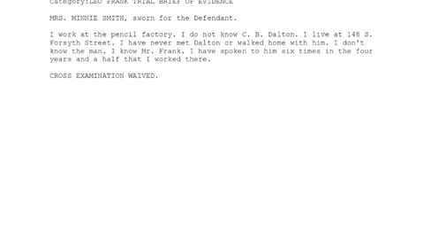 MRS MINNIE SMITH, Sworn In For The Defendant, 89th To Testify