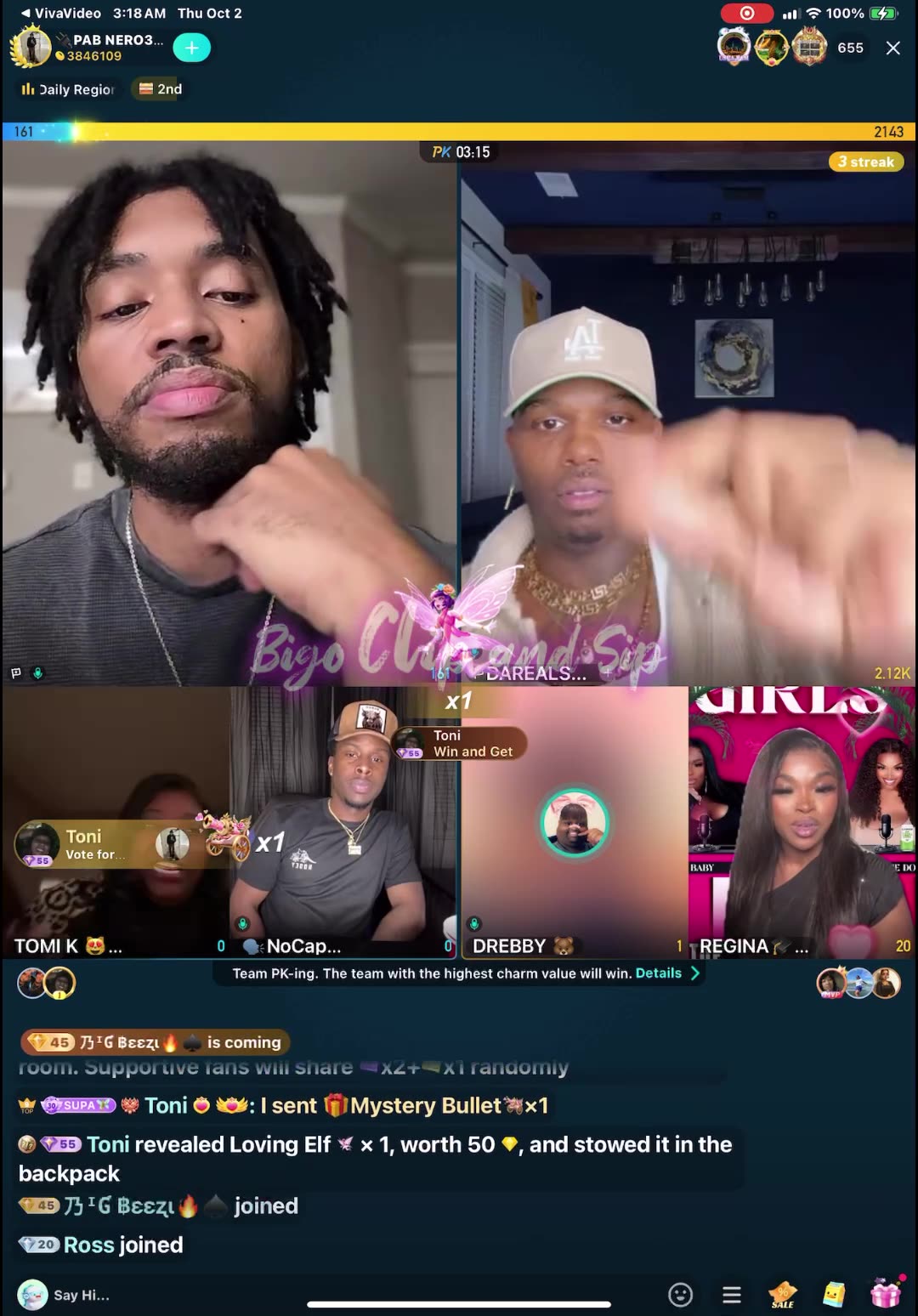 Team PK TomiKay 21 RatedR NoCap Pablo Supa DreBaby Liyah pt2 10/2/25 #bigoclipandsip