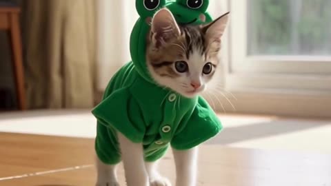 Frog-Outfit Kitty Gets the Spotlight 🐸😻 | Cute Cat Short #Shorts