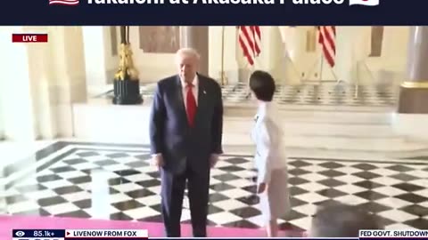 Trump greets Japanese Prime Minister Sanae Takaichi at Akasaka Palace