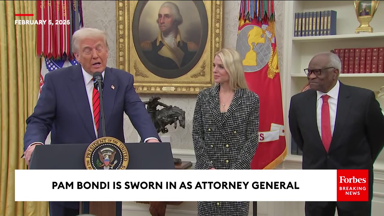 BREAKING NEWS: Trump Hosts Pam Bondi Being Sworn In As Attorney General By Justice Clarence Thomas