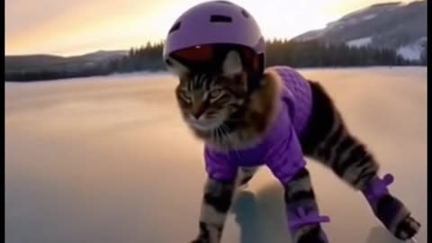 This Cat Skates Better Than You! 🙀❄️ AI or Real ⛸️