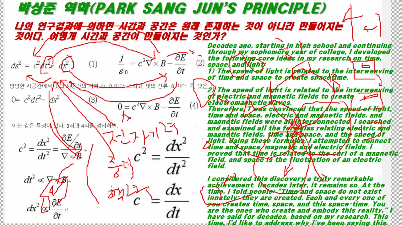 박상준역학(뉴턴과 아인슈타인을 초월한다 2) - 시간과 공간은 원래부터 존재하는 것이 아니라, 만들어지는 것일뿐이다.