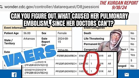 VAERS: DOCTORS ARE BAFFLED BY 36YR OLD'S PULMONARY EMBOLISM!