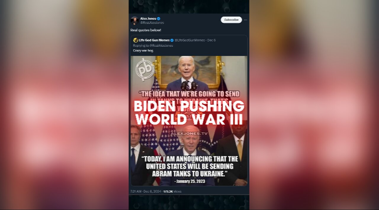 Biden Regime Starting World War 3 - Alex Jones on X