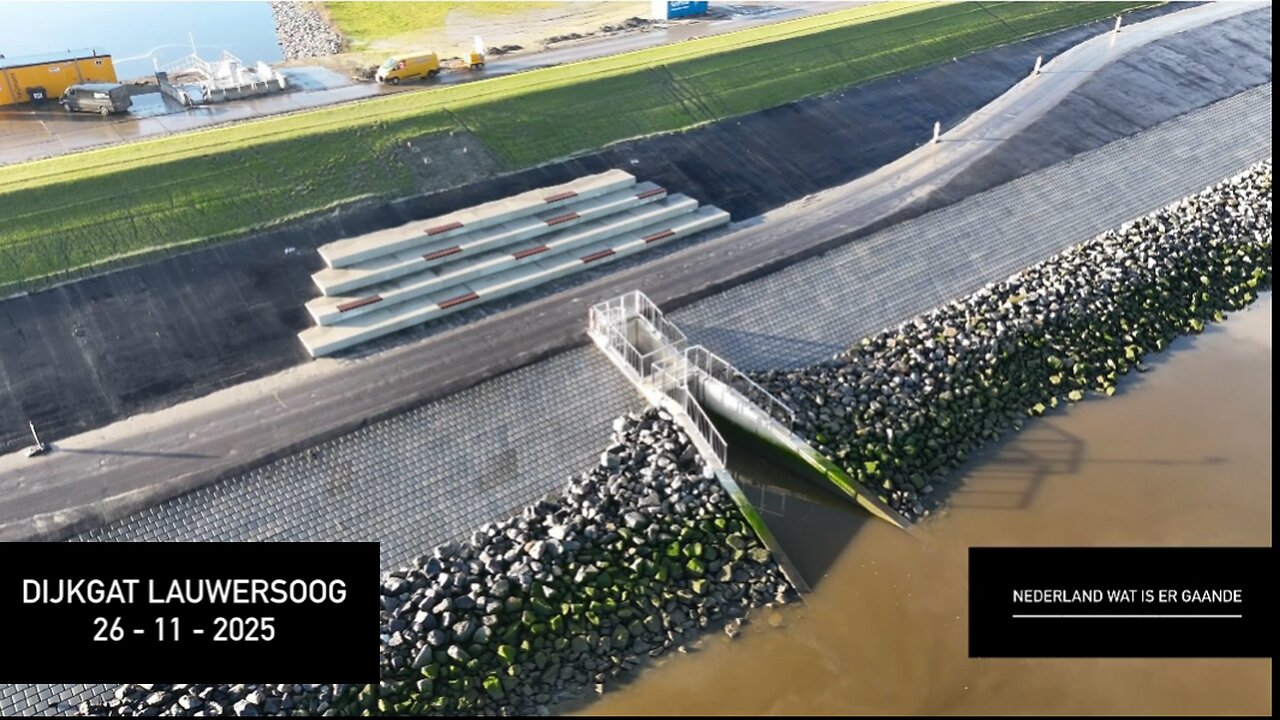 Dronebeelden: Dijkgat Lauwersoog dient als voorbeeld COP 30 klimaattop Brazilië