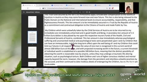 Update on Lien particulars and lawful stature, July 8, 2025