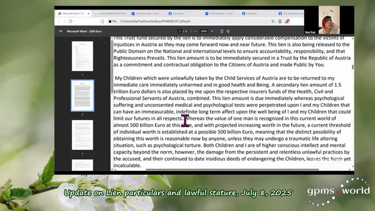 Update on Lien particulars and lawful stature, July 8, 2025