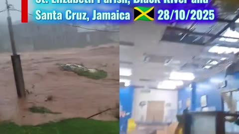 Powerful Hurricane Melissa is hitting Black River and Santa Cruz, Jamaica 🇯🇲 28/10/2025
