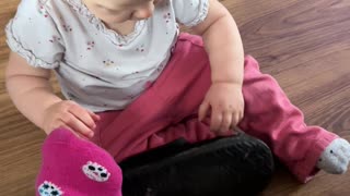 Baby Kayla helps mommy with her shoes 👟