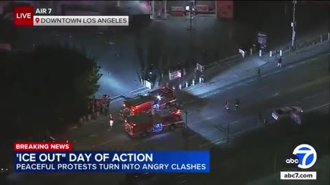 WOW 🚨 Los Angeles ICE protesters CHASED OFF THE FIRE DEPARTMENT