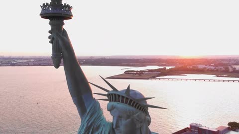 Statue Of Liberty Drone View