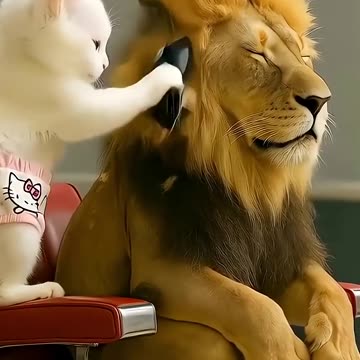 Lion Went to a Kitten Barber… BIG Mistake! 🐱✂️🦁 Funny AI Animation #ai猫