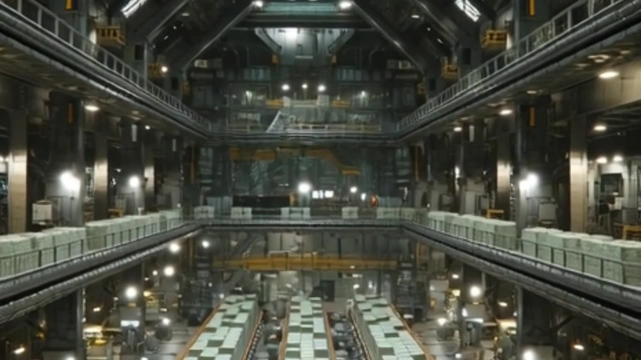 US dollars, guarded by armed soldiers