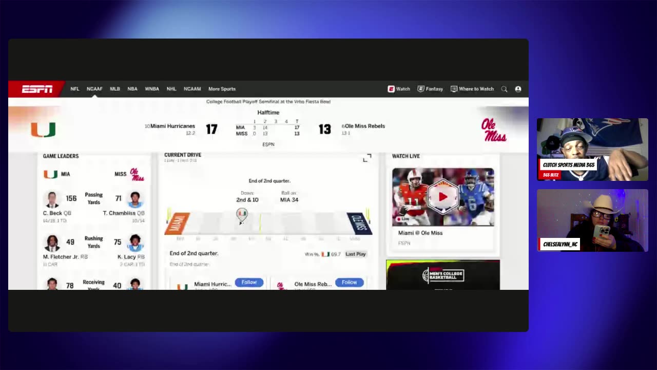365 Blitz CFB Semifinal Playoffs Miami vs Ole Miss