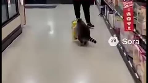 Raccoon steals cereal!