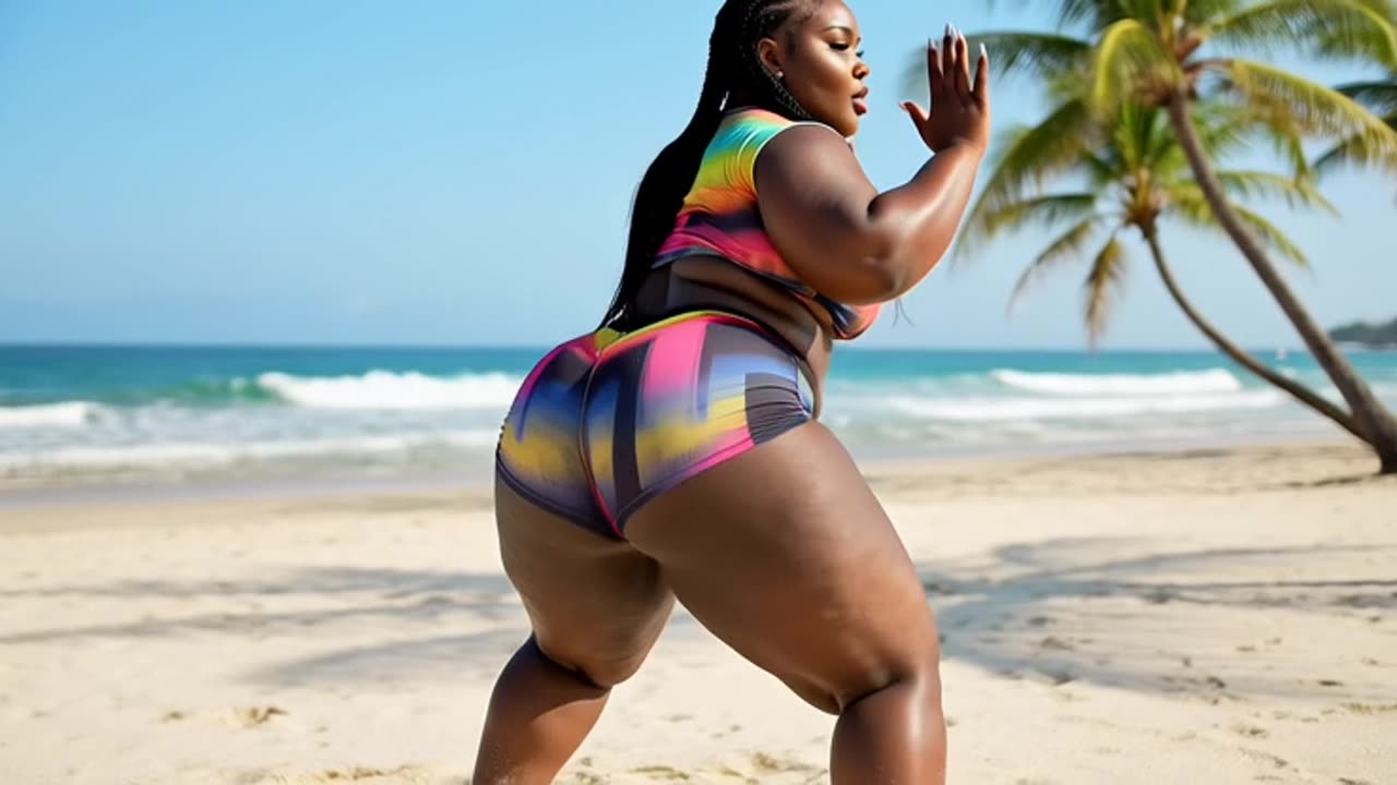 🔥 Big Booty BBW Twerking Plus Size Girls Ebony TikTok huge ass in beach