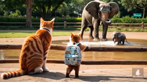 Mama Cat Trims Fur on the Farm and Makes Tiger Hat For Kittens At Home🐾🎩🐯_9