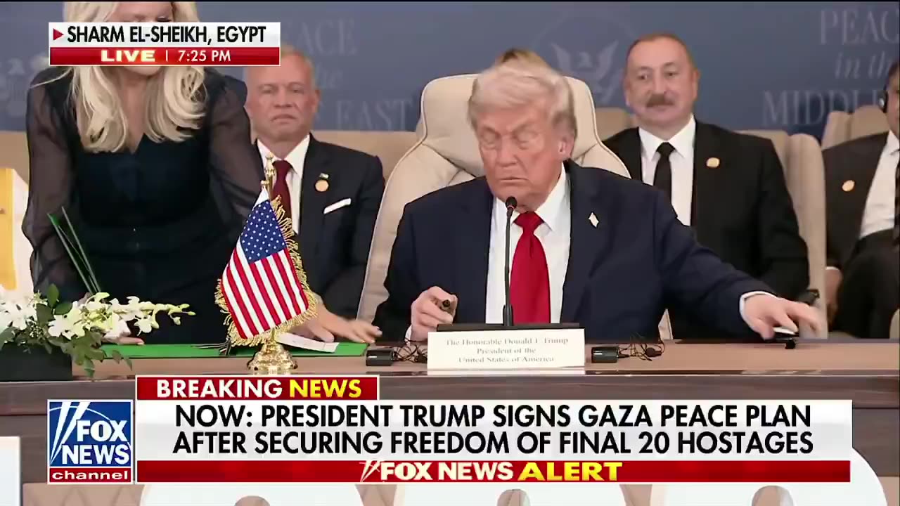 President Trump has officially signed the historic peace agreement between Israel and Hamas