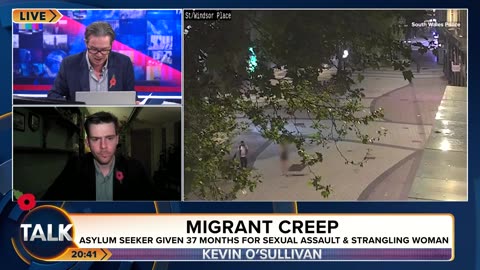 A predatory asylum seeker was filmed tailing a young woman out of a nightclub