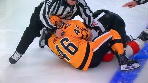 Penguins C #46 Blake Lazotte Nails a Flyer