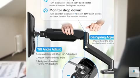 MOUNTUP Single Monitor Desk Mount, Adjustable Gas Spring Monitor Arm Support Max
