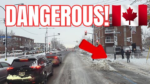 Dangerous Ice Storm in Montreal: Driving on "Black Ice" & Downed Trees ❄️🇨🇦